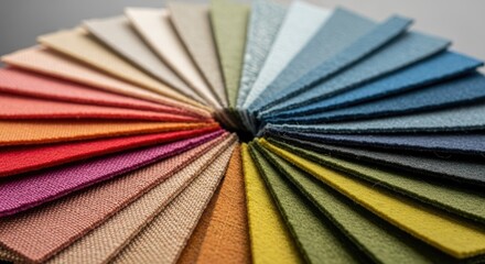 Fototapeta premium Fabric Material Swatches Arranged Circular Fan Textile Industry