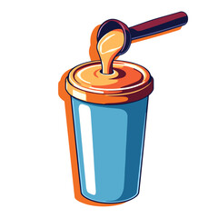 Scoop pouring into shaker, vibrant energy and health