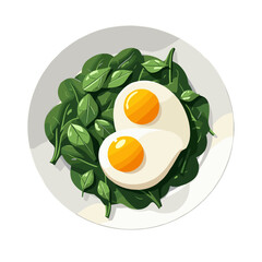 Vibrant boiled eggs on spinach plate, energizing health visuals