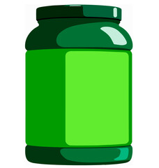 Vibrant greens powder jar design, evoking energy and health