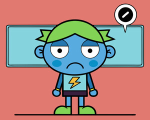 Sad Cartoon Girl with Pigtails and a Lightning Bolt Thinking About Time