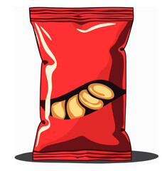 Bold snack bag illustration in pop art style, health concept