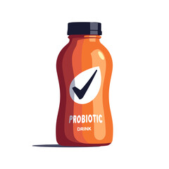 Bold vector illustration of probiotic drink bottle, health concept