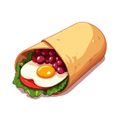 Vibrant breakfast burrito illustration, health and nutrition concept
