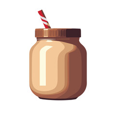 Stylized protein mousse container with straw, health and energy concept