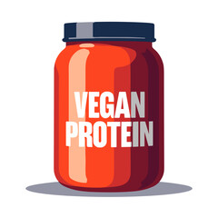Vegan protein tub in bold pop art style, energy and health concept