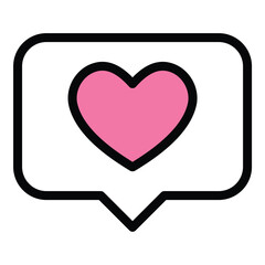 Chat like icon flat line style illustration representing positive communication and user engagement, suitable for social media, messaging apps, and customer interaction platforms