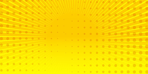 Yellow comic background with sun burst and dot halftone