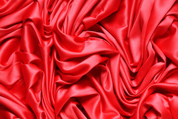 Beautiful red velvet curtain with folds as background