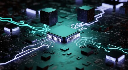 High-Tech Central Processing Unit (CPU) on a Circuit Board Advanced Technology and Digital Innovation