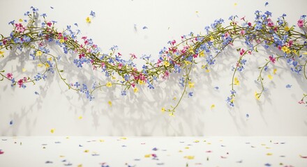柔らかな光彩輝く 春の野の花 壁面装飾. AI Generated