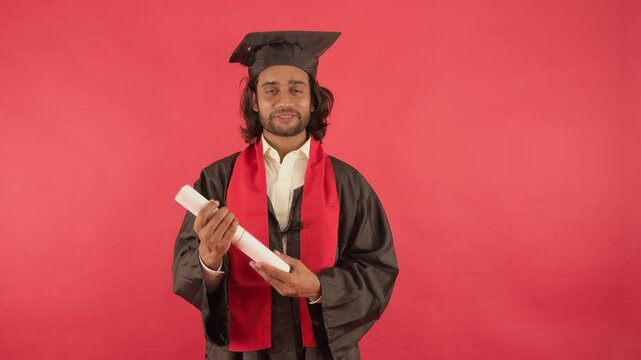 Student in mortarboard enjoys the major milestone time