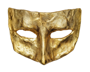 Gold mask metallic textured party masquerade isolated transparency background mysterious shiny object Gold mask with metallic textured surface party masquerade style isolated transparency