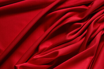 Beautiful red velvet curtain with folds as background