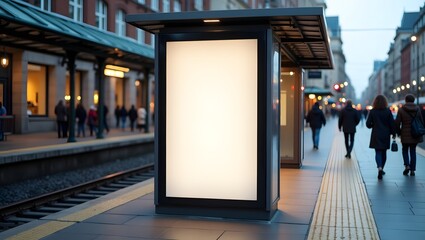Commercial Display Mockup: Blank Banner in LRT Stop