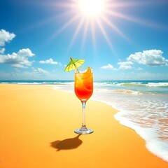 Obraz premium 해변과 햇살과 칵테일The beach and the sun and cocktails