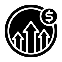 Revenue Increase Vector Glyph Icon Design