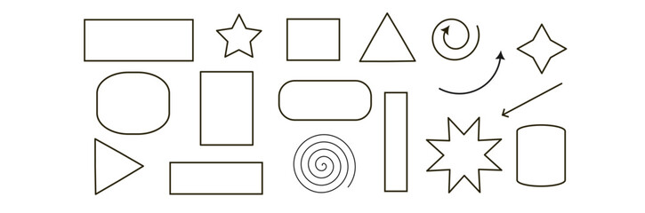 Minimal Geometric Outline Shape Set – Abstract Icons for Infographics and UI/UX Design