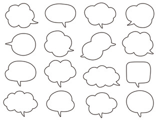 シンプルな吹き出しのベクターイラストセット。ふきだし、フレーム、おしゃれ、ゆるい