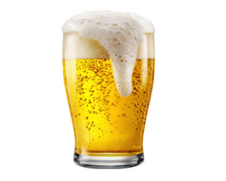 Glass beer foam bubbles cold refreshing golden drink isolated transparency background. cold glass of golden beer with frothy foam and bubbles isolated transparency background creates refreshing