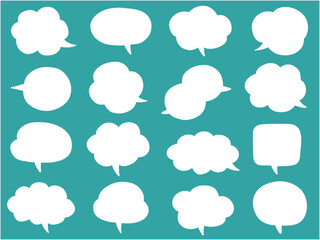 シンプルな吹き出しのベクターイラストセット。ふきだし、フレーム、おしゃれ、ゆるい