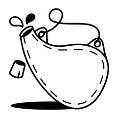 A hand drawn style icon of leather wineskin
