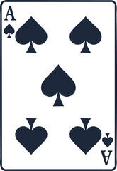 Vector Clean Playing Card Design Featuring Ace of Spades with Rounded Corners and Glossy Finish