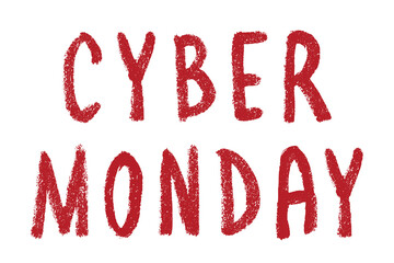 Cyber monday lettering Handwritten word Modern brush calligraphy Template for marketing ad, print, web, banner, poster, flyer Ink illustration