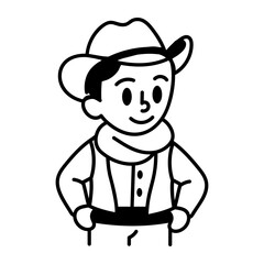 A hand drawn style icon of cowboy
