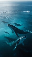 Fototapeta premium Humpback Whales Swimming Gracefully in the Ocean Depths