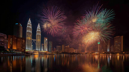 Malaysia's Independence Day celebration with exciting and lively fireworks 