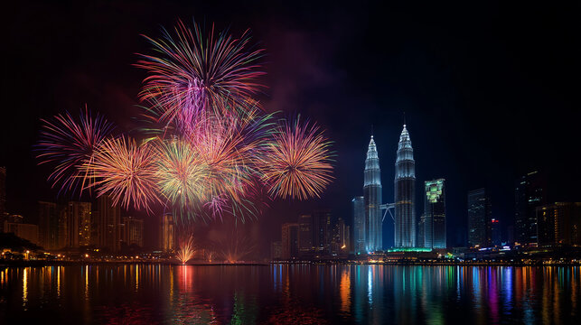 Malaysia's Independence Day celebration with exciting and lively fireworks 