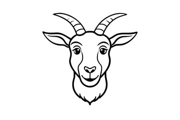 Black outline reveals a frontfacing goat with cartoonish eyes and curved horns