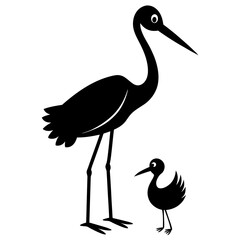 Obraz premium stork baby bundle silhouette icon vector design clipart