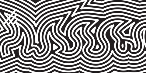 Naklejka premium Abstract Black and White Curved Line Design with Geometric Patterns