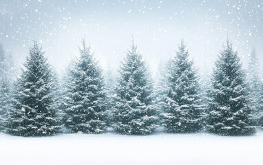 A festive Christmas tree stands amidst a winter landscape blanketed in snow, ready for the holiday season celebration