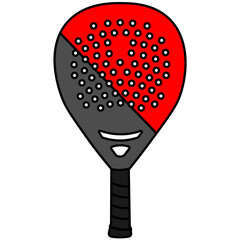 padel racket red gray vector flat design