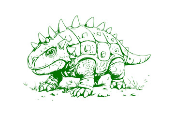 Obraz premium Unique dinosaur design features spiky back and textured skin in vibrant green