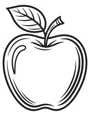 Apple with Leaf Outline Coloring Page