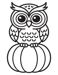 Owl Sitting on Pumpkin Coloring Page