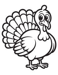 Turkey Standing with Feathers Spread Coloring Page