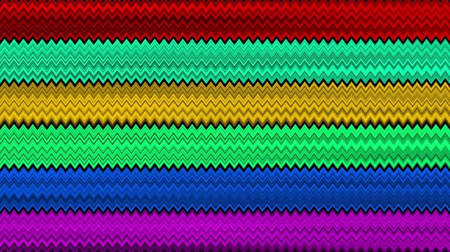 Rainbow zigzag pattern animation, Vibrant retro seamless background
