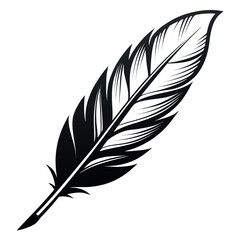 Obraz premium Single Detailed Feather – Clean Line Art Vector Illustration – Elegant Minimalist Drawing for Boho Decor, Nature Designs, Tattoo Concepts, and Ethereal Artistic Projects