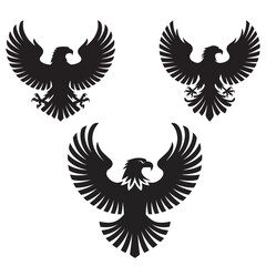 Obraz premium Powerful Eagle Silhouette Vector Set: Freedom, Strength, and Majestic Symbols.