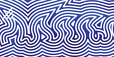 Obraz premium Abstract Blue and White Geometric Pattern Illustration With Maze-Like Features