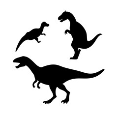 Silhouette graphic of three dinosaurs, ideal for educational or design use.