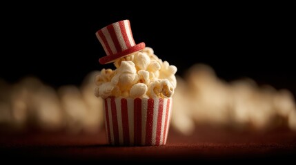 Popcorn in a Striped Cup for a Movie Premiere or Special Event