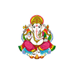 Colorful Ganesh design surrounded by decorative chocolate art