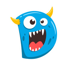 Naklejka premium Monster Letter D Cartoon Illustration