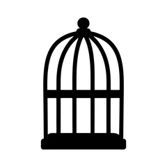 Silhouette of a vintage birdcage with a rounded top and simple design